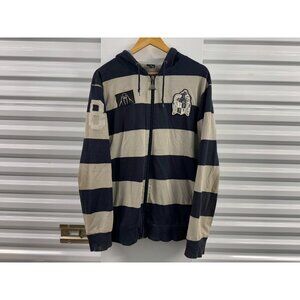 Mens Upper Playground Nylon Jacket Large Blue Navy Splash Bro Walrus Hood Snap